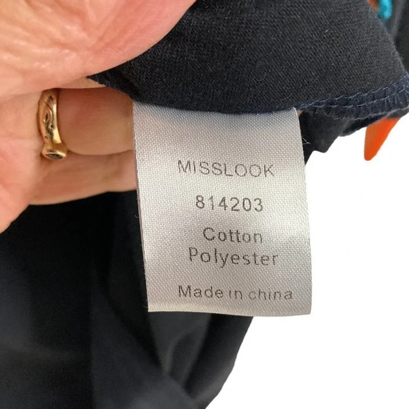 MISSLOOK Shift Dress, Medium, Navy w Blue‎ Birds, Casual Long-Sleeve Pullover - Picture 7 of 8